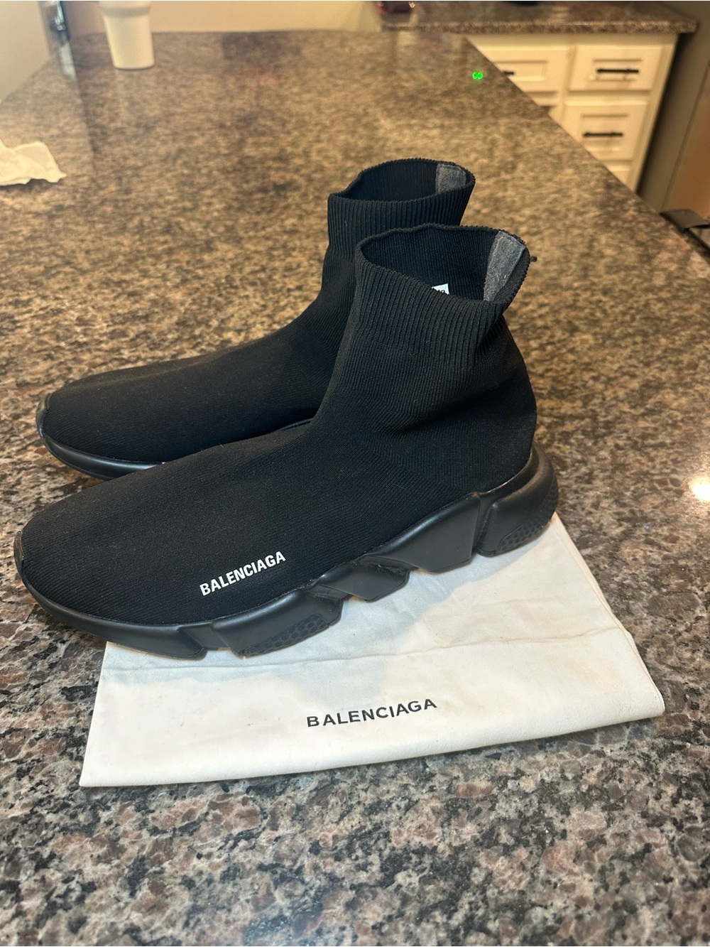 Balenciaga Black Knit Sock Speed Trainer Sneakers